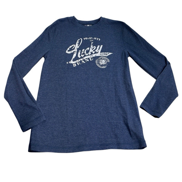 Men's Lucky Brand Shirt Sz Small Blue Long-Sleeve Thermal Sweater Top Casual - Picture 4 of 7
